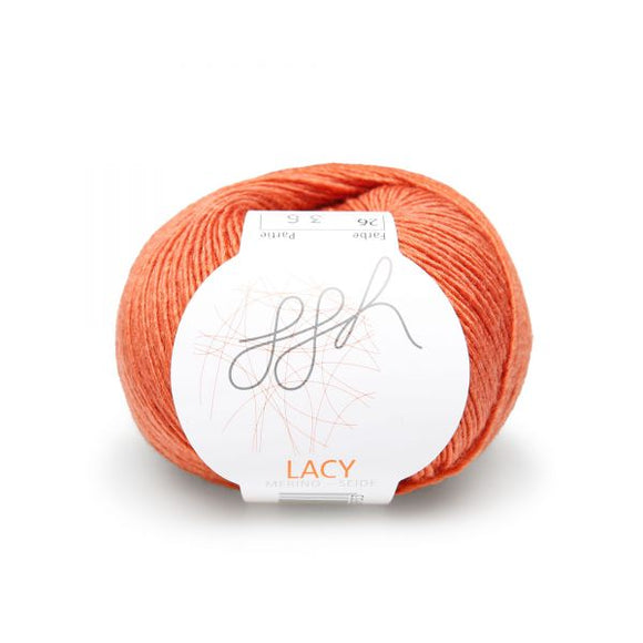 ggh Lacy 026 autumn orange, Merino and silk knitting yarn, 25g - I Wool Knit