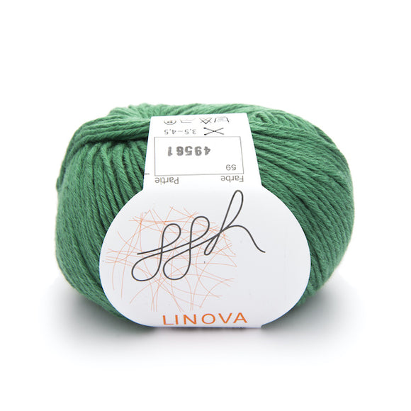 ggh Linova 059, moss green, cotton-linen knitting yarn, 50g - I Wool Knit
