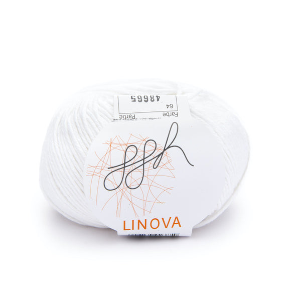 ggh Linova 064, white, cotton-linen knitting yarn, 50g - I Wool Knit