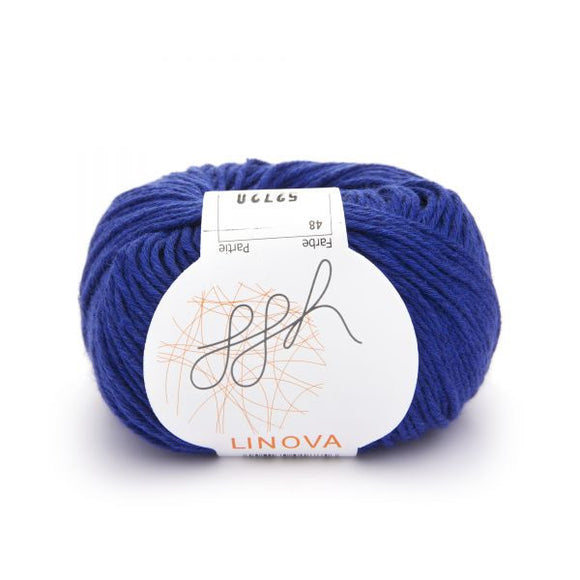 ggh Linova 048, royal blue, cotton-linen knitting yarn, 50g - I Wool Knit