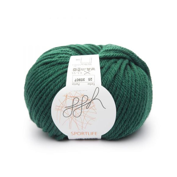 ggh Sportlife 025 bottle green, superwash wool, 10ply, 50g - I Wool Knit